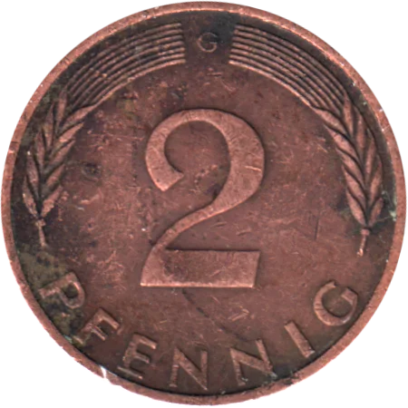 2 Pfennigs, 1974 Reverse
