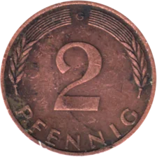 Preview 2 Pfennigs, 1974 reverse