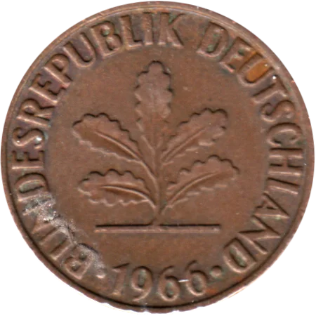 2 Pfennigs, 1966 Obverse
