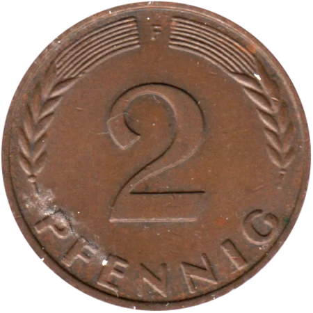 2 Pfennigs, 1966 Reverse