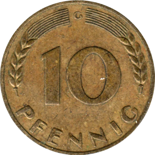 10 Pfennigs, 1969 Reverse