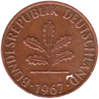 1 Pfennig, 1967 Obverse