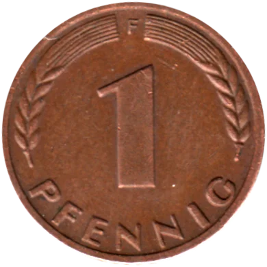 1 Pfennig, 1967 Reverse