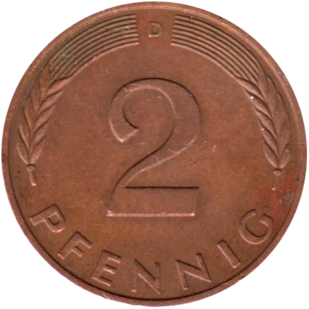 2 Pfennigs, 1979 Reverse
