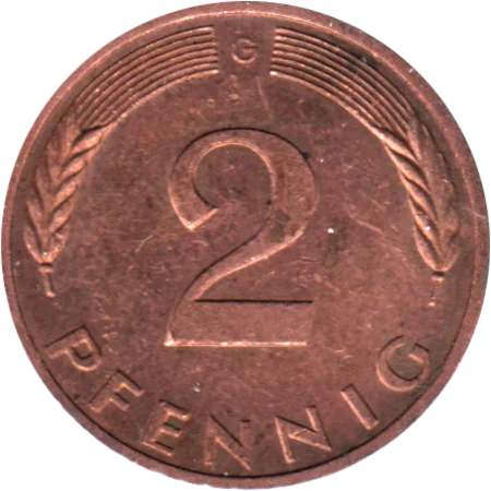 2 Pfennigs, 1977 Reverse