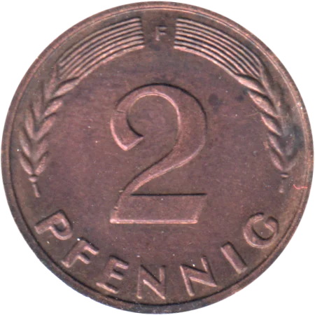 2 Pfennigs, 1962 Reverse
