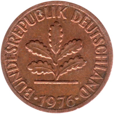 1 Pfennig, 1976 Obverse