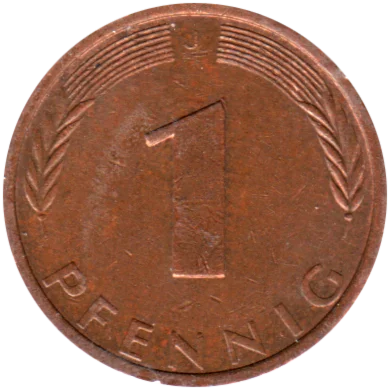 1 Pfennig, 1976 Reverse