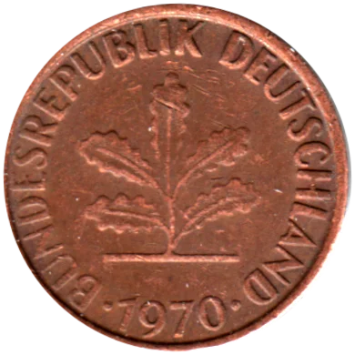 1 Pfennig, 1970 Obverse