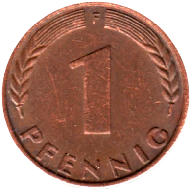1 Pfennig, 1970 Reverse