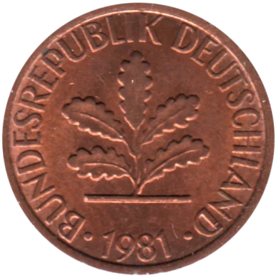 1 Pfennig, 1981 Obverse