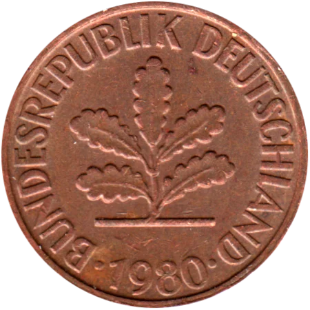 2 Pfennigs, 1980 Obverse