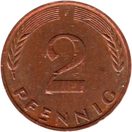 2 Pfennigs, 1980 Reverse