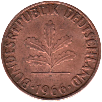 1 Pfennig, 1966 Obverse