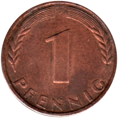 1 Pfennig, 1966 Reverse