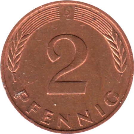 2 Pfennigs, 1983 Reverse