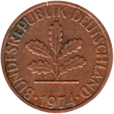 1 Pfennig, 1974 Obverse