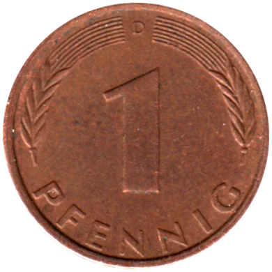 1 Pfennig, 1971 Reverse