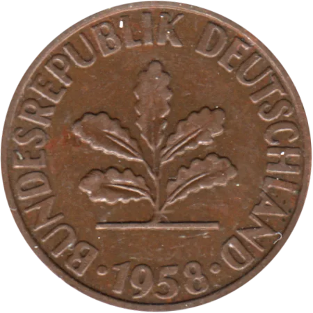 2 Pfennigs, 1958 Obverse