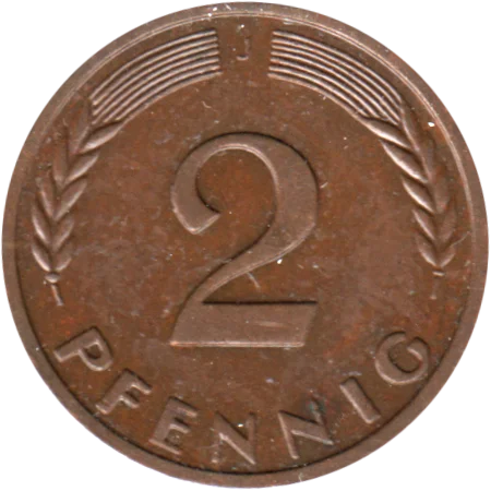 2 Pfennigs, 1958 Reverse
