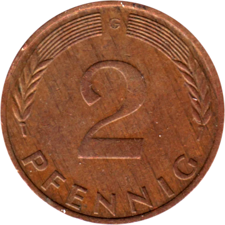 2 Pfennigs, 1975 Reverse