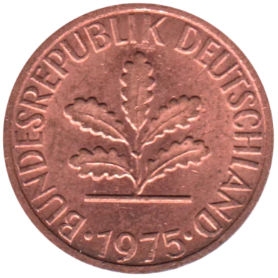 1 Pfennig, 1975 Obverse