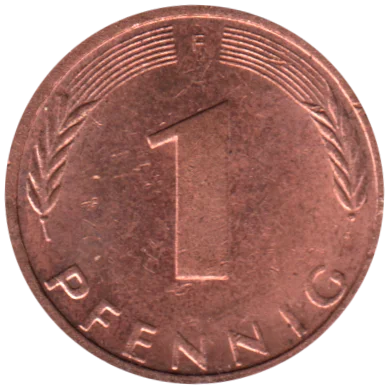 1 Pfennig, 1975 Reverse