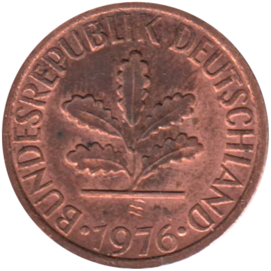 1 Pfennig, 1976 Obverse