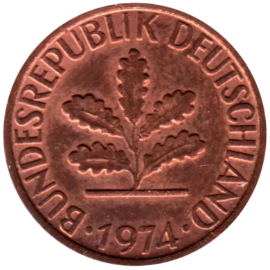1 Pfennig, 1974 Obverse