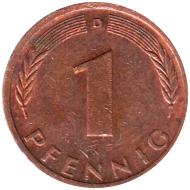 1 Pfennig, 1973 Reverse