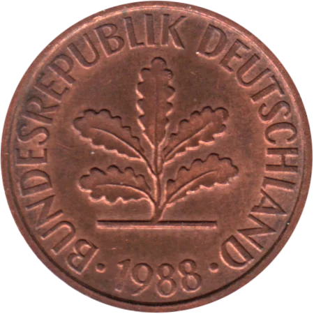 2 Pfennigs, 1988 Obverse
