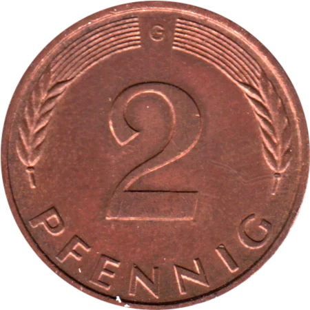 2 Pfennigs, 1988 Reverse