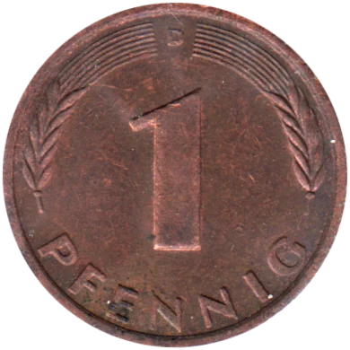1 Pfennig, 1978 Reverse