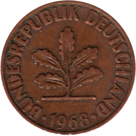 2 Pfennigs, 1968 Obverse
