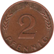 Preview 2 Pfennigs, 1968 reverse