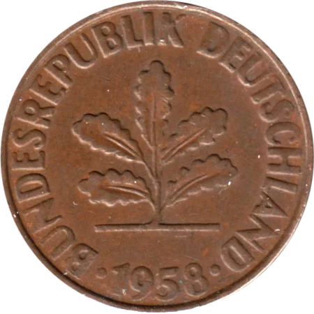 2 Pfennigs, 1958 Obverse