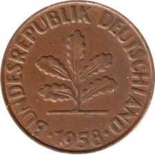 Preview 2 Pfennigs, 1958 obverse