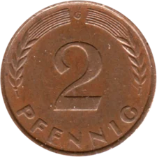 Preview 2 Pfennigs, 1958 reverse