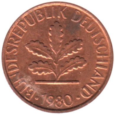 1 Pfennig, 1980 Obverse