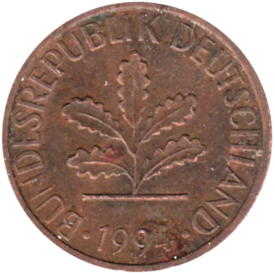 1 Pfennig, 1994 Obverse