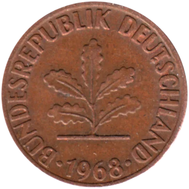 1 Pfennig, 1968 Obverse