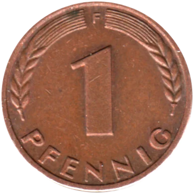 1 Pfennig, 1968 Reverse