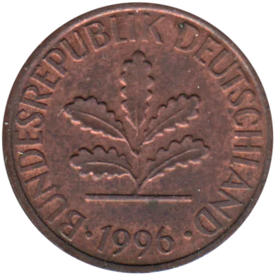 1 Pfennig, 1996 Obverse