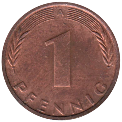1 Pfennig, 1996 Reverse