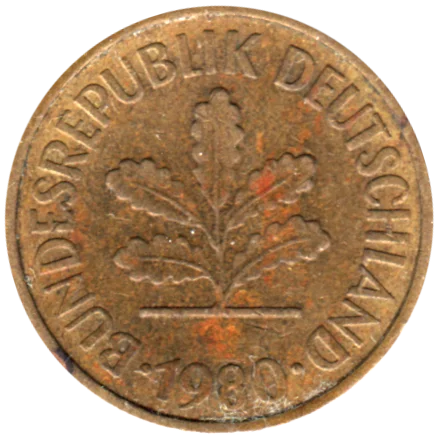 5 Pfennigs, 1980 Obverse