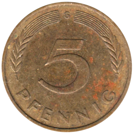 5 Pfennigs, 1980 Reverse