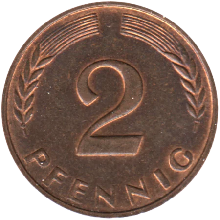2 Pfennigs, 1965 Reverse