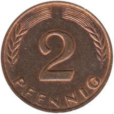 Preview 2 Pfennigs, 1965 reverse