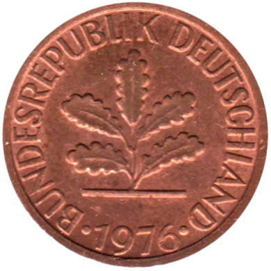 1 Pfennig, 1976 Obverse