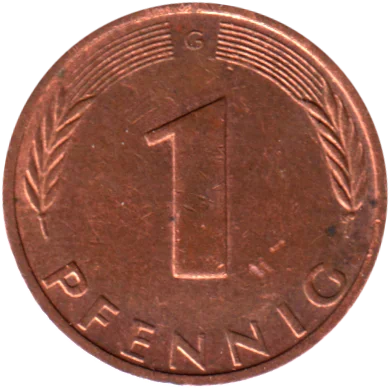 1 Pfennig, 1976 Reverse